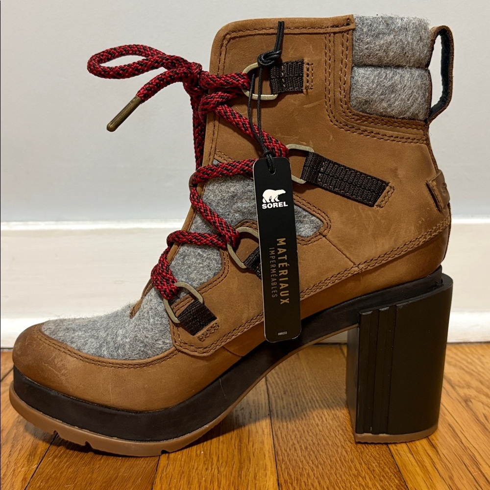 Sorel Blake Lace Heeled Boots Tan Size 6.5 NEW w/ Box $220